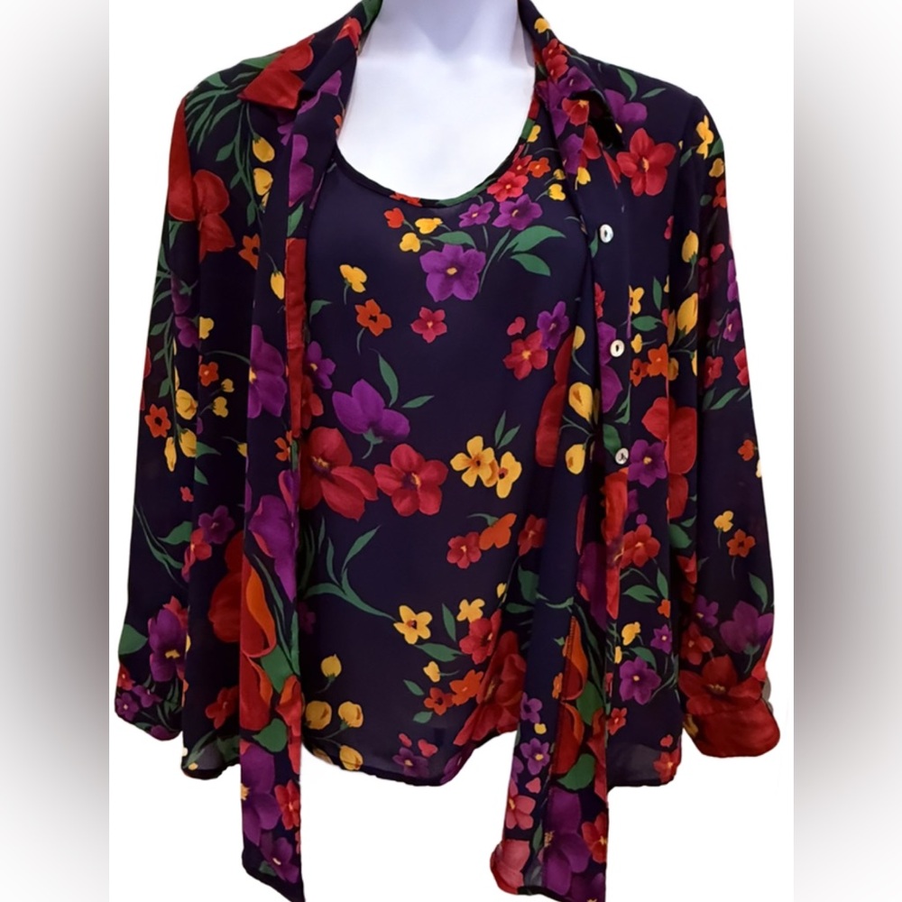 Jordan Plus size Floral Women's 2 piece Blouse set- Purple, Red, Yellow. 16w